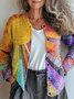Damen Gestrickt 3d Drucken Langarm Bequem Lässig Strickjacke