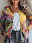 Damen Gestrickt 3d Drucken Langarm Bequem Lässig Strickjacke