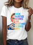 Lässig Textbriefe Rundhals Kurzarm T-Shirt