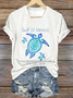 Lässig Schildkröte V-Ausschnitt Kurzarm T-Shirt