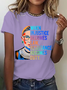 Lässig Textbriefe Rundhals Kurzarm T-Shirt