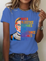 Lässig Textbriefe Rundhals Kurzarm T-Shirt