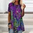 Lässig Geometrisch Rundhals Kurzarm T-Shirt