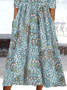 Damen Geblümt Rundhals Halbarm Bequem Lässig Print Maxikleid