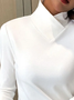 Langarm Unifarben Print Regelmäßig Mikroelastizität Regelmäßige Passform Bluse für Damen