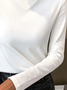 Langarm Unifarben Print Regelmäßig Mikroelastizität Regelmäßige Passform Bluse für Damen