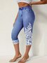 Lässig 3d Drucken Caprihosen Elastische Taille Hose