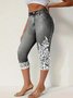 Lässig 3d Drucken Caprihosen Elastische Taille Hose