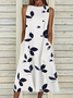 Damen Geblümt Rundhals Ärmellos Bequem Lässig Print Maxikleid