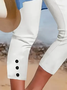 Lässig Unifarben Caprihosen Elastische Taille Print Hose