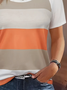 Lässig Gestreift Rundhals Kurzarm T-Shirt