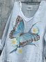Retro Tier V-Ausschnitt Langarm T-Shirt