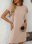 Damen Gestreift Rundhals Kurzarm Bequem Lässig Print Minikleid