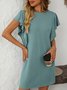 Damen Gestreift Rundhals Kurzarm Bequem Lässig Print Minikleid