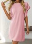 Damen Gestreift Rundhals Kurzarm Bequem Lässig Print Minikleid
