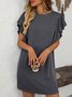 Damen Gestreift Rundhals Kurzarm Bequem Lässig Print Minikleid