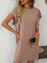 Damen Gestreift Rundhals Kurzarm Bequem Lässig Print Minikleid