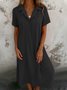 Damen Unifarben Hemdkragen Kurzarm Bequem Lässig Maxikleid