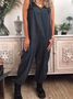 Damen Ärmellos Karree-Ausschnitt Regelmäßige Passform Lang Täglich Lässig Unifarben Normal Cami Jumpsuit