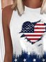 Rundhals Ärmellos Amerika-Flagge Regelmäßig Mikroelastizität Regelmäßige Passform Bluse für Damen