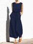 Damen Ärmellos Rundhals Regelmäßige Passform Lang Täglich Lässig Unifarben Normal Tanktop Jumpsuit
