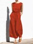 Damen Ärmellos Rundhals Regelmäßige Passform Lang Täglich Lässig Unifarben Normal Tanktop Jumpsuit