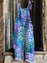 Damen Ärmellos Spaghettiträger Regelmäßige Passform Lang Täglich Lässig Geblümt Normal Cami Jumpsuit