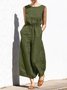 Damen Ärmellos Rundhals Regelmäßige Passform Lang Täglich Lässig Unifarben Normal Tanktop Jumpsuit