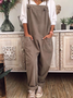 Damen Ärmellos Karree-Ausschnitt Regelmäßige Passform Lang Täglich Lässig Unifarben Normal Cami Jumpsuit