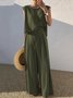 Damen Unifarben Rundhals Ärmellos Bequem Lässig Bluse mit Hose Zweiteiliges Set