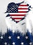 Rundhals Ärmellos Amerika-Flagge Regelmäßig Mikroelastizität Regelmäßige Passform Bluse für Damen