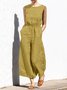 Damen Ärmellos Rundhals Regelmäßige Passform Lang Täglich Lässig Unifarben Normal Tanktop Jumpsuit