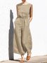 Damen Ärmellos Rundhals Regelmäßige Passform Lang Täglich Lässig Unifarben Normal Tanktop Jumpsuit