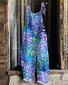 Damen Ärmellos Spaghettiträger Regelmäßige Passform Lang Täglich Lässig Geblümt Normal Cami Jumpsuit