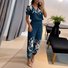 Damen Gestreift Rundhals Kurzarm Bequem Lässig Bluse mit Hose Zweiteiliges Set