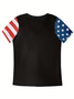 Lässig Amerika-Flagge V-Ausschnitt Kurzarm T-Shirt