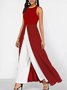 Damen Ärmellos Rundhals Regelmäßige Passform Knöchelhose Täglich Lässig Geometrisch Mittlere Taille Tanktop Jumpsuit