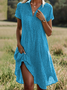 Damen Polka Dots Schalkragen Kurzarm Bequem Lässig Print Knielänge Kleid