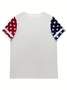 Lässig Amerika-Flagge V-Ausschnitt Kurzarm T-Shirt