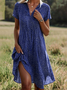 Damen Polka Dots Schalkragen Kurzarm Bequem Lässig Print Knielänge Kleid