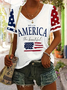 Lässig Amerika-Flagge V-Ausschnitt Kurzarm T-Shirt