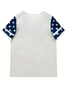 Lässig Amerika-Flagge V-Ausschnitt Kurzarm T-Shirt