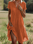 Damen Polka Dots Schalkragen Kurzarm Bequem Lässig Print Knielänge Kleid