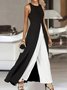 Damen Ärmellos Rundhals Regelmäßige Passform Knöchelhose Täglich Lässig Geometrisch Mittlere Taille Tanktop Jumpsuit