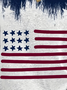 Lässig Amerika-Flagge V-Ausschnitt Kurzarm T-Shirt