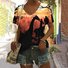 Lässig Geblümt V-Ausschnitt Kurzarm T-Shirt