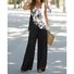 Damen Geometrisch Rundhals Ärmellos Bequem Retro Bluse mit Hose Zweiteiliges Set