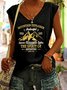 Lässig V-Ausschnitt Textbriefe Tanktop Oberteile