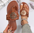 Damen Stelle Zehentrenner PU Schuhe Metallische Schnalle Pantolette Hardware Schnalle Sommer Flach Pantoletten