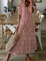 Damen Geometrisch Sommer Kleid V-Ausschnitt Halbarm Blusenkleid A-Linien-Kleid